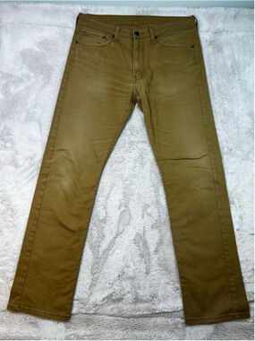 Levis 513 Slim Straight Tan Jeans Mens 34x32 Cotton Classic Denim